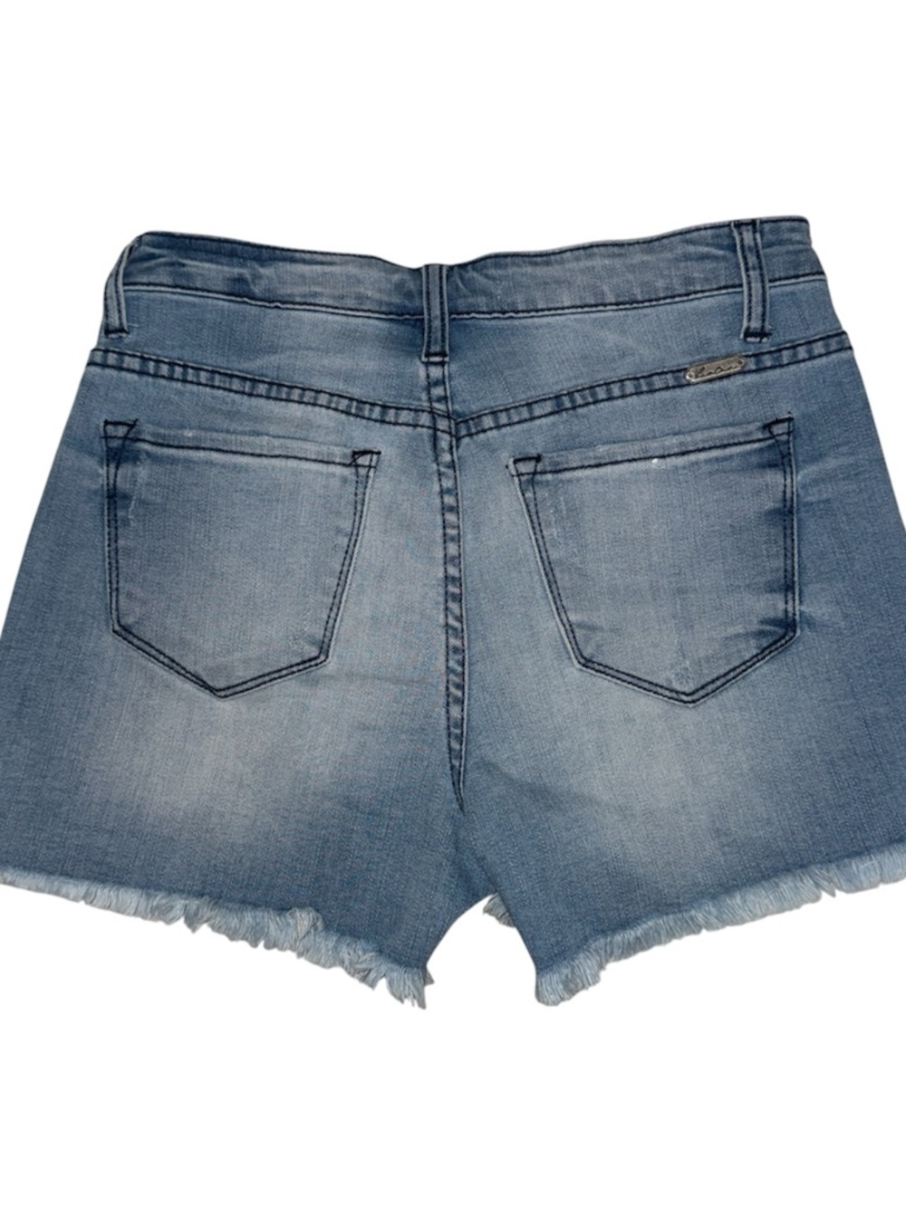 KanCan Classic High-Rise Frayed Hem Denim Shorts - Blue - Picture 4 of 7